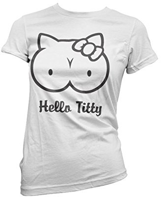 Geek - T-Shirt Girl Hello Titty - White (S)