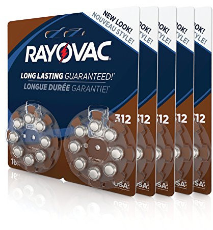Rayovac - Pilas para audífonos sin mercurio, tamaño 312, 312, 80 Gratis, 80-Pack, 1