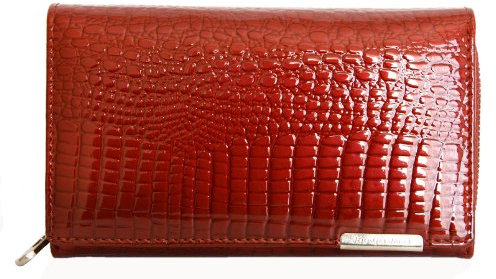 Damen Exklusiv Rotes Glanz Vereitelt Leder Portemonnaie Jennifer Jones