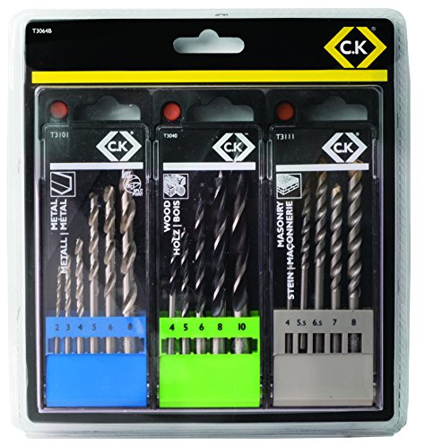 C.K T3064B Drill Bit Set for Masonry/Metal/Wood (16-Piece)