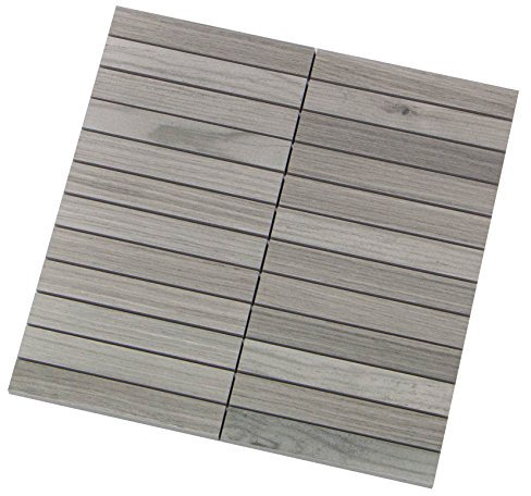 Acanto Grigio Mosaik 2,3x14,8 cm, Feinsteinzeug Fliesen in Holzoptik (Mosaik 1)
