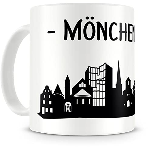 Samunshi® Mönchengladbach Skyline Tasse Kaffeetasse Teetasse 300ml weiß