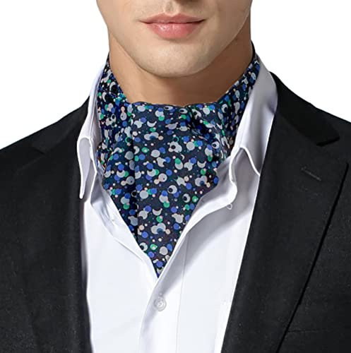 Remo Sartori – Ascot Krawattenschal für Herren, Aus Reiner Seide, Punktmuster, Made in Italy (Blau)