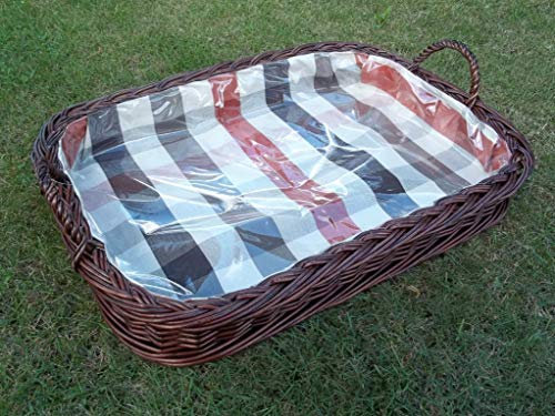 Serviertablett, Tablett aus Weide mit Innenfutter, ca. 55cm x 38cm x 12cm/8cm