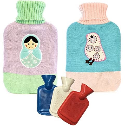 Girls Pretty Russian Doll Knitted Cover Hot Water Bottle