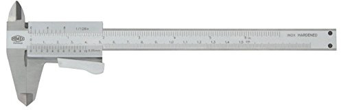 FAMEX 12751 Präzisions Schieblehre Messschieber INOX rostfrei, Messbereich 150 mm, mit Feststelltaste