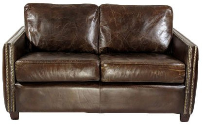 Loungesofa Rust 2-Sitzer Vintage-Leder Echtleder Sofa Couch Vintage Cigar, Dunkelbraun
