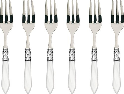 Bugatti ALC1M N4217 Aladdin - 6 Pezzi forchette Torta Posate, Acciaio Inox/plastica (ABS), Bianco, 21 x 18 x 3 cm