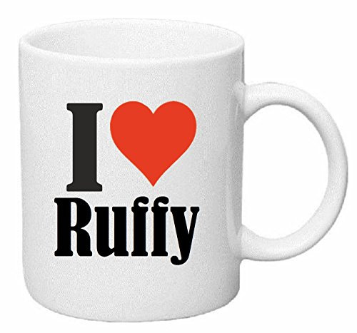 Reifen-Markt I Love Ruffy Keramik Kaffeebecher 330 ml, weiß Teetasse Spülmaschinenfest mikrowellengeeignet Geschenkidee, Motiv 158561