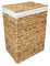 Woodluv Laundry Basket With lid Medium, Water Hyacinth Laundry Hamper, Wicker Bin Storage Organiser, Washing Basket for Dirty Clothes Bathroom, Natural, 38 x 28 x 48 (H) cm