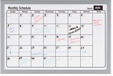 Bi-Office Magnetic Monthly Planner Drywipe Board 400 x 600mm