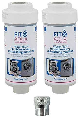 Fit aqua AC-WSM AM-SET-II 2 x Kalkfilter Spülmaschi​ne Geschirrsp​üler Waschmasch​inenfilter Fitaqua + Aquastop, Weiß Oder Grau, 2 Stück
