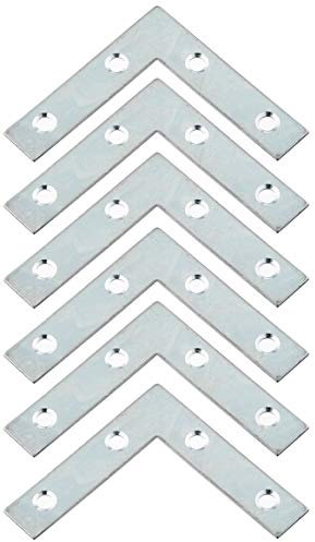 Merriway® BH00143 (5 Pcs) Flat Corner Zinc Plated Repair Brackets Braces Plates, 75 mm (3 inch) - Pack of 5 Pieces