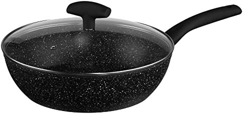JJA 111011 Sauteuse + Couvercle Forgé + Revêtement Pierre Aluminium 28 cm