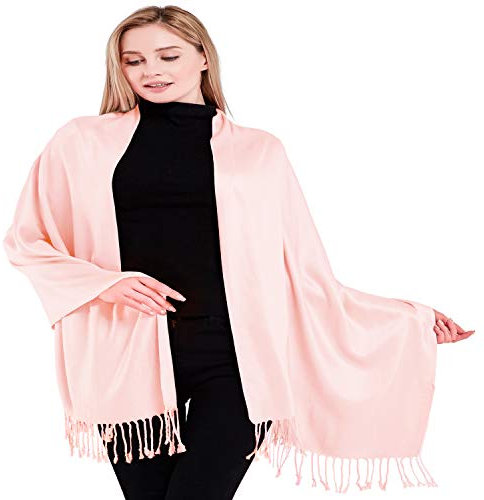 CJ Apparel Écharpe en pashmina Couleur unie - Rose - Taille unique