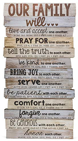 Lighthouse Christian Products Holzschild Our Family Will Love One Another, rustikal, gestapelte Palette, 39 x 74 cm