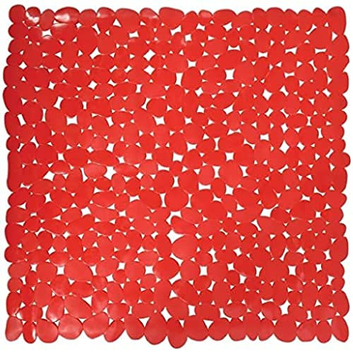 MSV Duschmatte Badematte Duscheinlage antibakteriell rutschfest mit Saugnäpfen - Rot - ca. 53 x 53 cm
