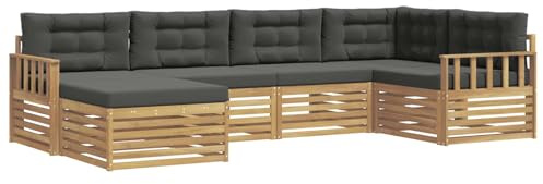 vidaXL Outdoor-Sofagarnitur 6 pcs Weiß und Anthrazit Polyester, Gartenmöbel, modernes Outdoor-Sofa, langlebiges Ecksofa, Terrassenlounge für entspanntes Sitzen