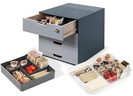 Durable Coffee Point Storage Box | 4 Drawer Coffee Station Unit Complete with Accessories | Ideal for Coffee Pod Capsuals and Tea Bags | Charcoal / Anthracite Grey