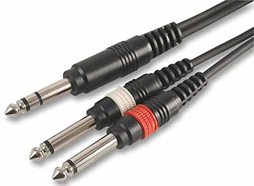 Pulse PLS00135 6.35 mm (1/4 Inches) Stereo Jack to 2x Mono Jack Plugs Lead, 6m, Black