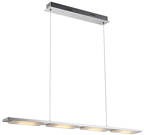 Globo LED Pendelleuchte Modern Design Pendellampe ALU Hängeleuchte satiniert, länglich, 4x 6 Watt 500 Lumen neutralweiß, L 93 cm