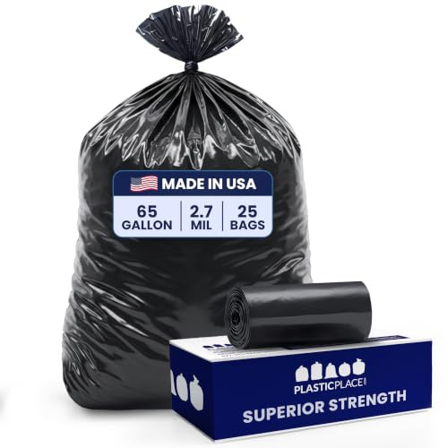 Plasticplace Müllbeutel für Mülleimer, robust, 127 x 122 cm, Schwarz