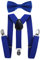 axy Hochwertige Kinder Hosenträger-Y Form mit Fliege- 3 Clips EXTRA STARK-Uni Farben (Blau)