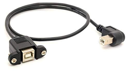 Tomost Printer Extension Cable USB 2.0 B Adapter Male to Female Connections 90 Degree Socket Right Angled Scanner Cord with Screw Panel Mount 0.5m
