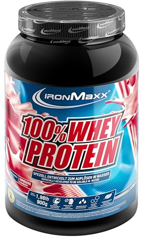 IronMaxx 100% Whey Protein Pulver 900g - Raspberry - High Protein Shake mit BCAAs und EAAs für Muskeltraining und Fitness