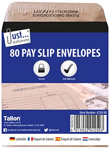 Tallon Just Stationery 100x110mm Wage Packet (Pack of 80), 4250/48