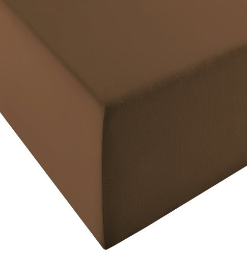 fleuresse 1119 XXL Jersey Stretch Spannbetttuch (96% Baumwolle, 4% Elasthan), mit Rumdumgummizug, Ökotex 100, für Matratzen bis 40 cm Höhe, 180 x 200-200 x 220 cm, Schokobraun