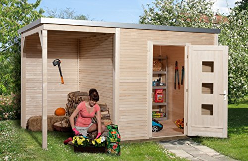 Weka Gartenhaus AVELLINO 2 Gr 2 natur mit Anbau 150 cm