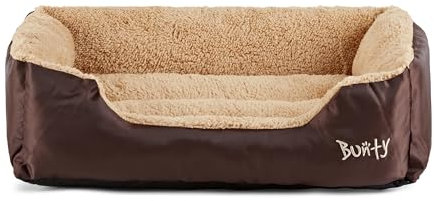 Bunty Deluxe Dog Bed - Small to XXL Calming Washable Dog Bed - Non-Slip Base, Raised Walls, Fleece Lined Interior, Plush Cushioning, Insulates & Retains Heat - Medium, Brown