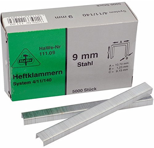 HaWe 111.09 Klammern System 11/140 für Rapid 9mm 5000 Stück, Grün
