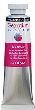 Daler Rowney Georgian Water Mixable Oil Paint Rose Madder 37ml Tube - Art Paints for Canvas Paper and More - Oil Painting Supplies for Artists and Students - Artist Oil Paint for Any Skill Set