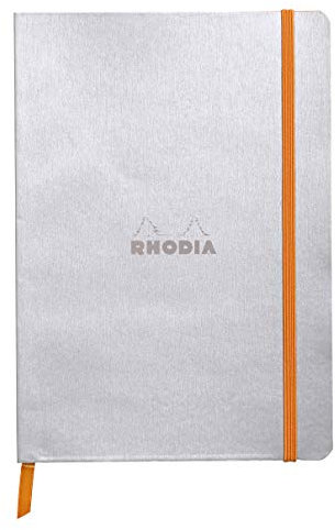 Rhodia 117401C Notizheft (mit weichem Umschlag, liniert, 80 Blatt, DIN A5, 14,8 x 21 cm) 1 Stück silber