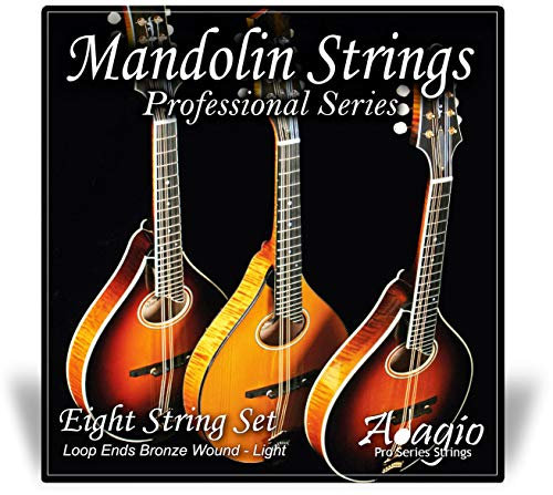 Adagio Pro Mandolin String Set - Phosphor Bronze Wound (Standard Light.010 - .034 With Easy Fit Loop End Set) - 29.5 Long Length Strings
