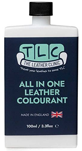The Leather Clinic All in One Leather Colourant | Self Seal Leather Dye Repair Paint | Recolour Furniture, Sofas, Car Seats (White, 100ml)