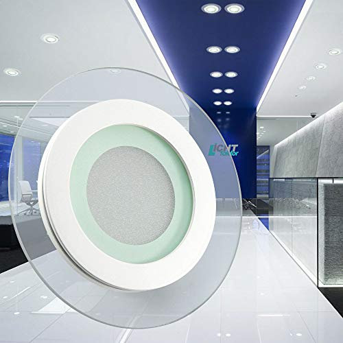 LED Panel 6W RUND warmweiß Glasrand leuchtend Einbaustrahler Einbauleuchte Deckenstrahler Deckenleuchte Deckenlampe Ultraslim Slim EEK: A