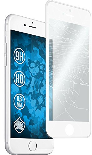 PhoneNatic 1er-Pack Glas-Folie klar Full-Screen mit Silikonrahmen weiß kompatibel mit Apple iPhone 6 Plus / 6s Plus - Schutzglas für iPhone 6 Plus / 6s Plus