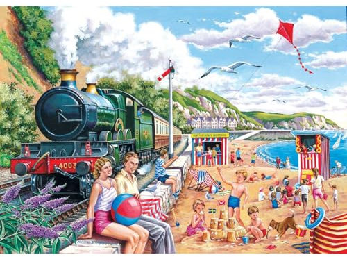 The House of Puzzles - Seaside Special Jigsaw - Big 250 Piece Jigsaws Age 3+ For Adults & Kids, Extra Large Pieces, Artist Illustrated, Scenic Landscape, Deluxe Puzzle Gifts