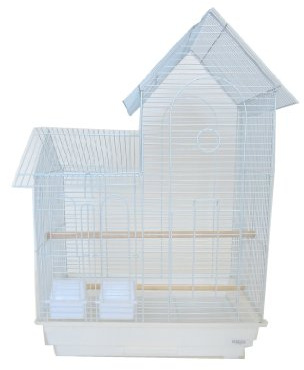 YML 20-Inch by 16-Inch Small Villa Top Bird Cage, White