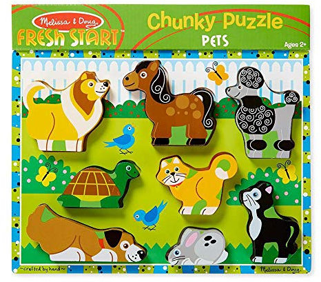 Melissa & Doug Pets Chunky Puzzle | Puzzles | Wooden Toy | 2+ | Gift for Boy or Girl