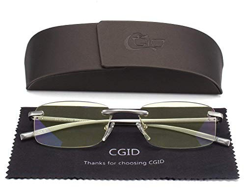 CGID Lesebrille Lesehilfe rahmenlose aus Aluminium - Magnesium - legierung rechteckig mit Etui Dioptrien +1.75