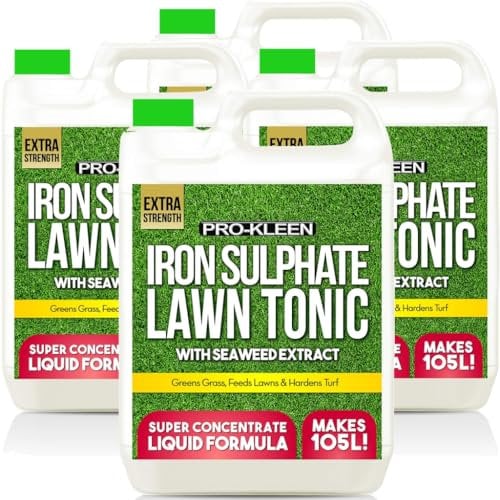 Pro-Kleen Lawn Tonic Liquid Iron Sulphate Ferrous Lawn Conditioner, Fertiliser, Grass Greener and Turf Hardener | Long-Lasting for a Healthier Garden | Helps to Prevent Disease (4 x 5 Litres)