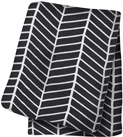Lulujo Baby-Mulltuch Baby-Spucktuch Stilltuch Pucktuch Swaddle mit Herringbone Muster in schwarz 120 x 120 cm, Viskose (Bambus) und Baumwolle