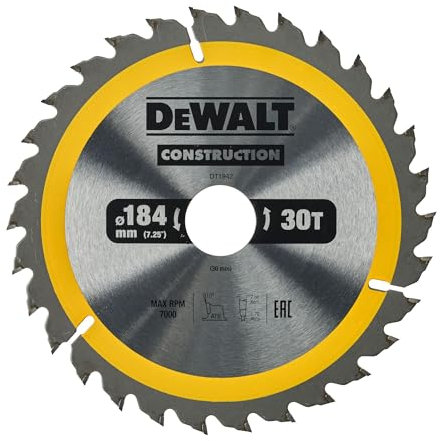 DEWALT DT1942-QZ Construction Circ Saw Blade, Yellow, 184 x 30 mm