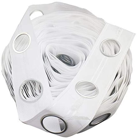 Trimming Shop Gardinenband mit 8 silbernen Metallringen für 40 mm Stangen in Gardinen, Gardinen, Türdekorationen und DIY-Fensterzubehör (1 Meter lang, weiß)