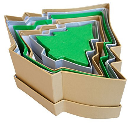 folia 3609 - Geschenkboxen, Pappschachteln aus Karton, in Tannen-Form, 6 Stück in verschiedenen Größen, farbig sortiert - ideal zum Verzieren und Verschenken