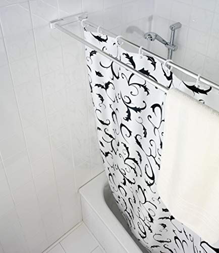 WENKO 19230100 20 mm Doppelduschstange mit Einsatz und Handtuchhalter, Weiß